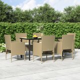  7-dijelni vrtni blagovaonski set s jastucima bež i crni | shoptok.hr
