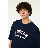 Trendyol Navy Blue Men's Oversize Crew Neck Short Sleeve Printed T-Shirt | ePonuda.com