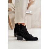S. BARSKI Perforated Cowboy Ankle Boots With Zipper Eco Suede Black S.Barski | Shoptok.si