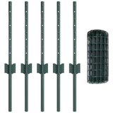 vidaXL Ograja Euro z 5 U stebri Zelena 0,4x10 m Kovina | Shoptok.si