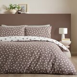 Catherine Lansfield Bijela/tamno smeđa posteljina za bračni krevet 200x200 cm Polka Dot – Cijene
