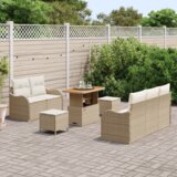 vidaXL set od 8 dijelova sofâ za vrt s jastučićima Bež poli ratan akacija | shoptok.hr