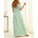 Resti Green women's maxi dress with floral print- Clothing | Shoptok.si
