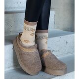  Brown platform snow boots with low shaft and embroidered pattern Greene | Shoptok.si