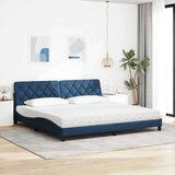 vidaXL Postelja z vzmetnico modra 200x200 cm blago, (22062519) | Shoptok.si