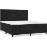 Krevet s oprugama i madracem crni 160x200 cm baršunasti | shoptok.hr