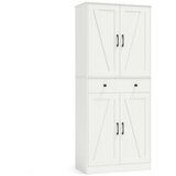  Visoki kuhinjski ormarić s 4 vrata i ladicom te 3 podesive police, bijeli | shoptok.hr