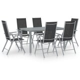 vidaXL 7-dijelni vrtni blagovaonski set aluminijski srebrno-crni | shoptok.hr