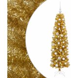  Umjetno usko božićno drvce s kuglicama 180 cm 300 LED lampica | shoptok.hr