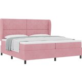 vidaXL Roza Posteljni okvir z vzmetnico 200x200 cm iz žameta, (22050680) | Shoptok.si