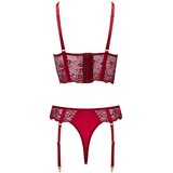 Cottelli dvodijelni čipkasti set s podvezicom (crveni) | shoptok.hr