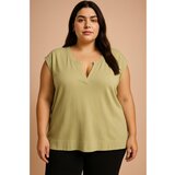 Fenzy Plus Size Pleten Top Brez Rokavov, Menta | Shoptok.si