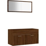  2-dijelni set kupaonskog namještaja boja smeđeg hrasta drveni | shoptok.hr