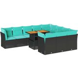  Vrtna garnitura - 11-dijelni set vrtnih sofa od poliratana s jastucima crni - Crna 1 | shoptok.hr