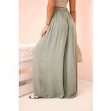 Kesi Włoski Women's wide trousers with elastic waistband khaki | Shoptok.si