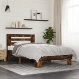 Maison Chic Posteljni okvir - Enojna postelja - Postelja za odrasle dimljeni hrast 90x200 cm inž. les in kovina-J8590, (21761339) | Shoptok.si