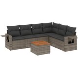 Maison Chic Seti vrtnega pohištva - Vrtna garnitura - Vrtni pohištvo set 7-delna z blazinami siv poli ratan, (21803226) | Shoptok.si