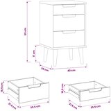  Noćni ormar s ladicama Crna 40 x 35 x 65 cm Masivna borovina | Eponuda.com