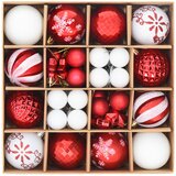  Set božićnih kuglica 88 kom. Crvena i bijela Ø 6 cm Plastika | shoptok.hr