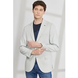 ALTINYILDIZ CLASSICS Men's Light Gray Slim Fit Slim Fit Monocollar Dobby Jacket. Cene