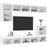 vidaXL 8-dijelni zidni TV elementi s LED svjetlima bijeli drveni Cijene