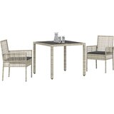  3-dijelni set za objedovanje u vrtu s jastučićima svjetlosive boje poliratan | shoptok.hr