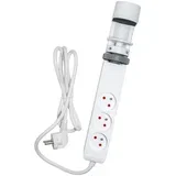 Produžni kabl sa stezaljkom za sto 3 utičnice Tip E + 2xUSB-A + 1xUSB-C 1,5 m bela