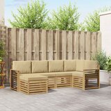  Set vanjskih sofa 6 pcs Bijela i bež Poliester | shoptok.hr