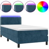 box spring s madracem LED tamnoplavi 100x200 cm baršun | shoptok.hr