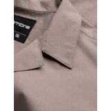 Ombre Men's short sleeve shirt with Cuban collar - dark beige | Shoptok.si
