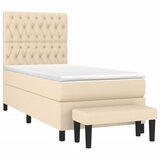  Krevet s oprugama i madracem krem 90 x 190 cm od tkanine | shoptok.hr