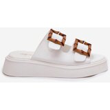 Boto Eco Leather Women's Platform Sandals With Buckles White Xanivia | ePonuda.com
