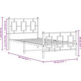  Metalni okvir kreveta uzglavlje i podnožje bijeli 90 x 200 cm | shoptok.hr