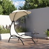 vidaXL Ležalnik z nadstreškom krem 167x80x195 cm blago in jeklo Cene