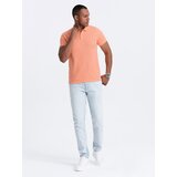 Ombre Men's BASIC single color pique knit polo shirt - peach | Shoptok.si