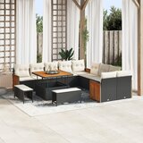 vidaXL Vrtni sofa set od 13 dijelova s jastučićima Crni Poli ratan Akacija, Vrtni set od 3 dijela za blagovanje s jastučićima Crni Poli ratan Akacija | shoptok.hr