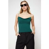 Trendyol Emerald Green Fitted/Slippery Turndown Collar Flexible Knitted Blouse