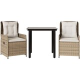  3-dijelni vrtni blagovaonski set od poliratana s jastucima bež | shoptok.hr