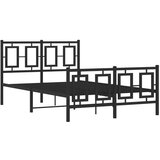 vidaXL Kovinski posteljni okvir z vzglavjem in vznožjem črn 120x190 cm, (21038500) Cene