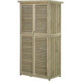 Outsunny lesena vrtna lopa z nepremočljivo streho, zunanja škatla za orodje s 4 predali, 87x46,5x160cm, (20753913) Cene