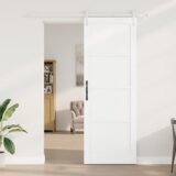 vidaXL Drsna vrata s kompletom opreme Bela 83x232 cm Masivna borova, Notranja vrata 'ORKDAL'Bela 83x232x4 cm Masivna borova | Shoptok.si