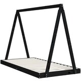  Otroški posteljni okvir črn 90x190 cm trdna borovina, (20787658) | Shoptok.si