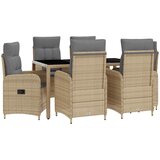 vidaXL Zunanja jedilnica z blazino 7 pcs Bež in svetlo siva, (5000281336) | Shoptok.si