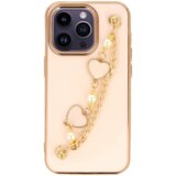 Onasi trendy silikonski ovitek z zapestnico za iPhone 13 Pro - roza s srčki | Shoptok.si
