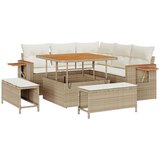 vidaXL set od 8 komada vrtnih sofa s jastučićima Bež Poli ratan Akacija, set od 3 komada vrtnih blagovaonica s jastučićima Bež Poli ratan Akacija Cijene