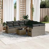 Maison Chic Seti vrtnega pohištva - Vrtna garnitura - Vrtni pohištvo set 9-delna z blazinami siv poli ratan, (21807509) | Shoptok.si
