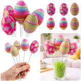  Easter Eggs on Wire Pick Dots Flowers Stripes Decoration Colorful 6pcs Cijene