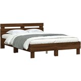  Okvir kreveta s uzglavljem LED smeđa boja hrasta 135 x 190 cm | Eponuda.com