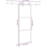  Klizna vrata s priborom 76 x 205 cm kaljeno staklo i aluminij | shoptok.hr