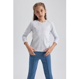 Defacto girl Gray Crew Neck Combed Cotton Long Sleeve School T-Shirt Cene